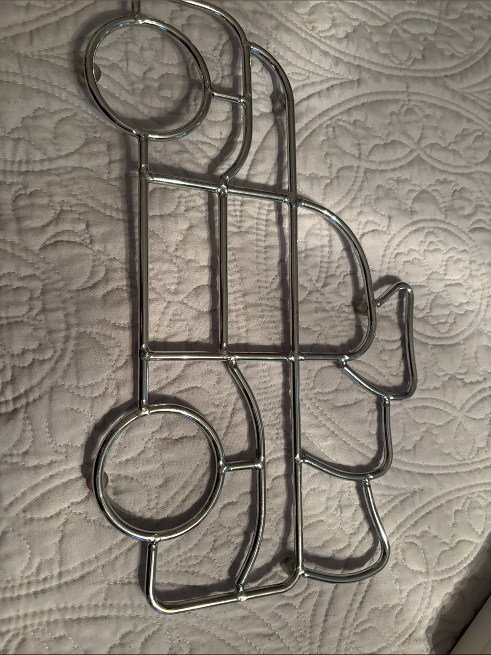 Chrome Multi-Hook Wall Organizer Rack - Silver